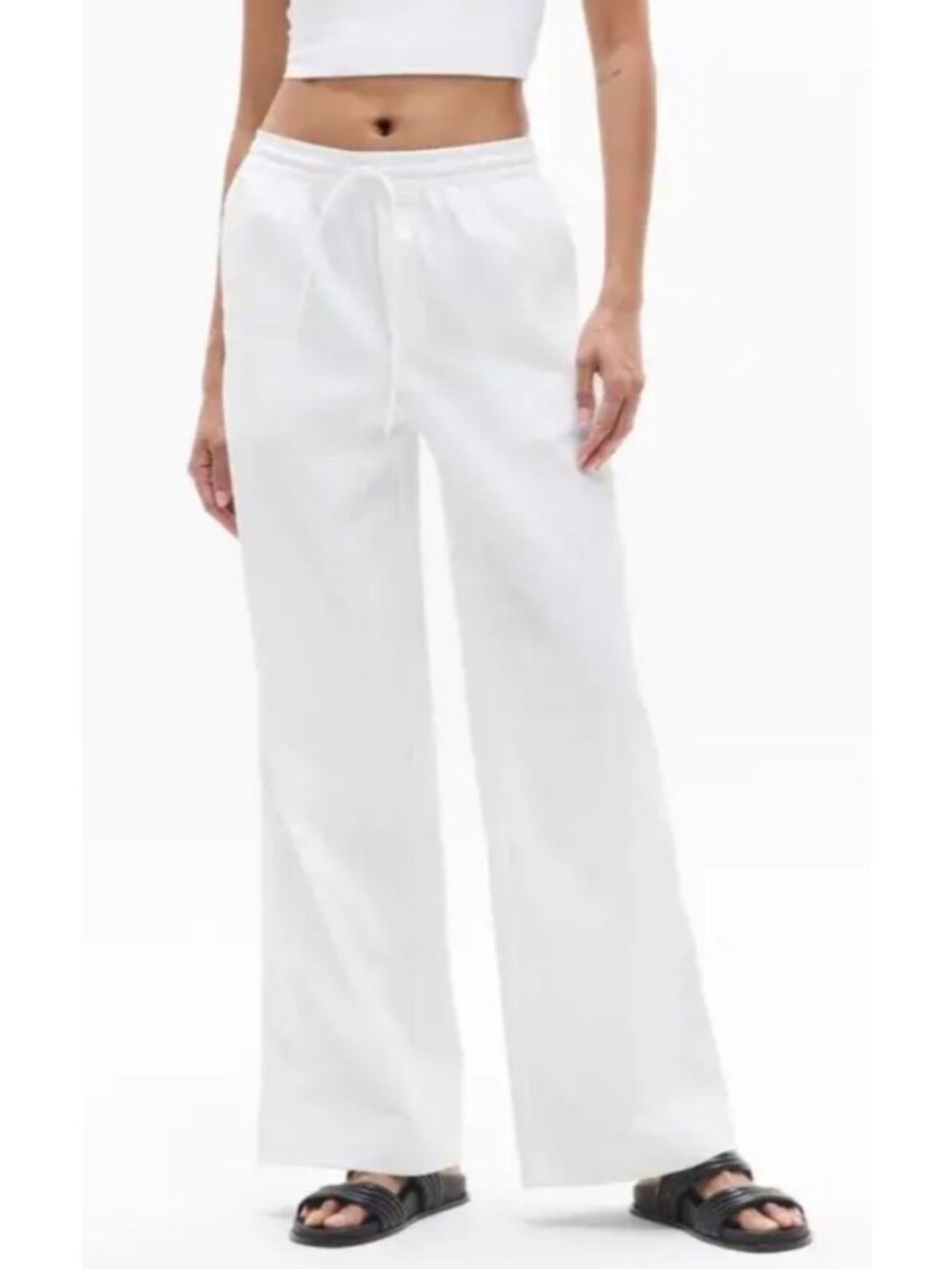 NEW Athleta Drift Poplin Pants Pull-On Casual Lightweight Breathable White XL